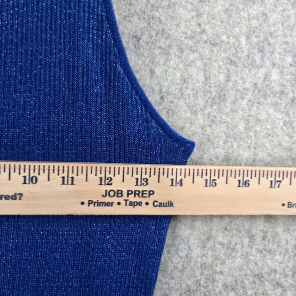 JustFab Blue Ribbed Knit Maxi Dress With Slit XXL Sleeveless Stretchy - Picture 8 of 8